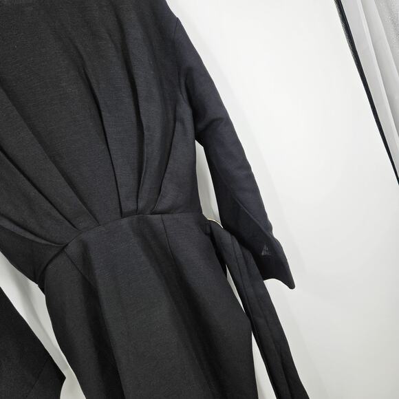 Significant Other Marloe Shirt Dress Black Linen Blend Sash Pleated Mini Size 4 - Picture 10 of 11